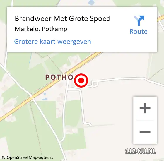 Locatie op kaart van de 112 melding: Brandweer Met Grote Spoed Naar Markelo, Potkamp op 15 november 2013 14:25