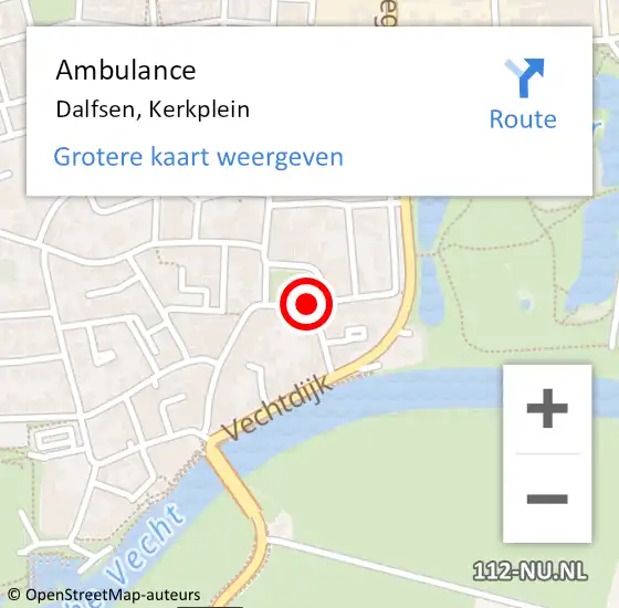 Locatie op kaart van de 112 melding: Ambulance Dalfsen, Kerkplein op 28 juli 2015 09:22