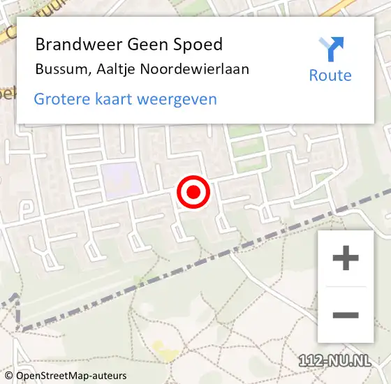 Locatie op kaart van de 112 melding: Brandweer Geen Spoed Naar Bussum, Aaltje Noordewierlaan op 28 juli 2015 09:27