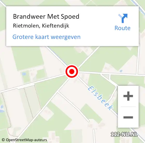 Locatie op kaart van de 112 melding: Brandweer Met Spoed Naar Rietmolen, Kieftendijk op 28 juli 2015 10:08