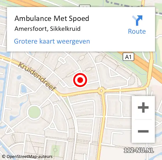 Locatie op kaart van de 112 melding: Ambulance Met Spoed Naar Amersfoort, Sikkelkruid op 28 juli 2015 11:23