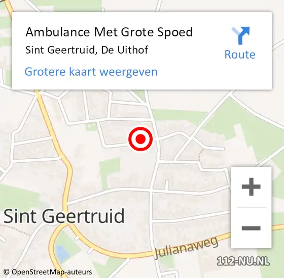 Locatie op kaart van de 112 melding: Ambulance Met Grote Spoed Naar Sint Geertruid, De Uithof op 15 november 2013 14:41