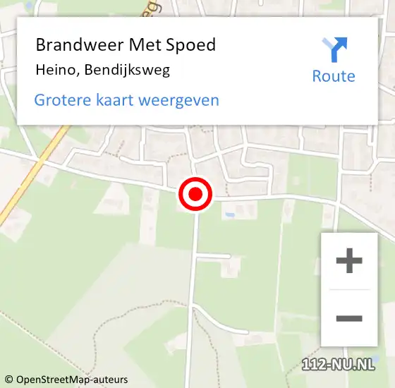 Locatie op kaart van de 112 melding: Brandweer Met Spoed Naar Heino, Bendijksweg op 28 juli 2015 13:01