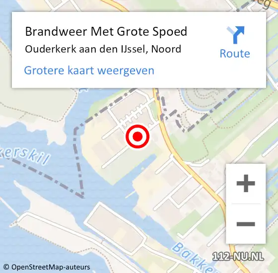 Locatie op kaart van de 112 melding: Brandweer Met Grote Spoed Naar Ouderkerk aan den IJssel, Noord op 28 juli 2015 13:01