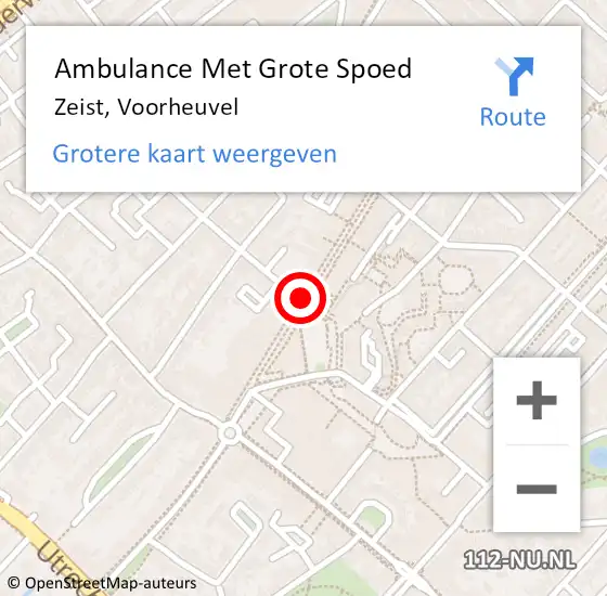 Locatie op kaart van de 112 melding: Ambulance Met Grote Spoed Naar Zeist, Voorheuvel op 28 juli 2015 13:27