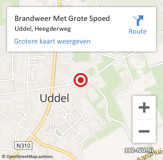 Locatie op kaart van de 112 melding: Brandweer Met Grote Spoed Naar Uddel, Heegderweg op 28 juli 2015 13:37