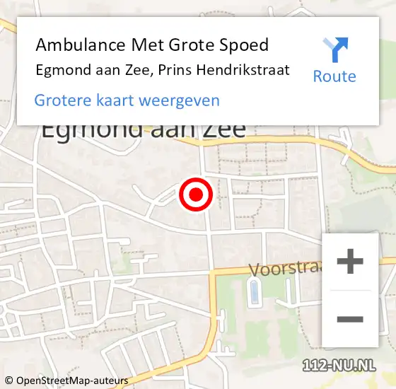 Locatie op kaart van de 112 melding: Ambulance Met Grote Spoed Naar Egmond aan Zee, Prins Hendrikstraat op 28 juli 2015 13:57