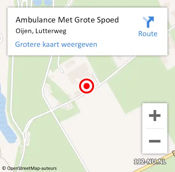 Locatie op kaart van de 112 melding: Ambulance Met Grote Spoed Naar Oijen, Lutterweg op 28 juli 2015 14:21