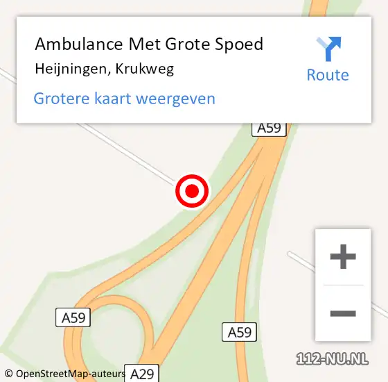 Locatie op kaart van de 112 melding: Ambulance Met Grote Spoed Naar Heijningen, Krukweg op 28 juli 2015 14:41