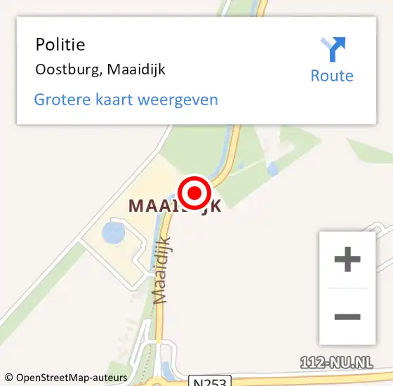 Locatie op kaart van de 112 melding: Politie Oostburg, Maaidijk op 28 juli 2015 15:50