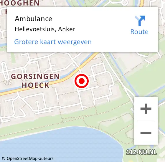 Locatie op kaart van de 112 melding: Ambulance Hellevoetsluis, Anker op 28 juli 2015 16:22