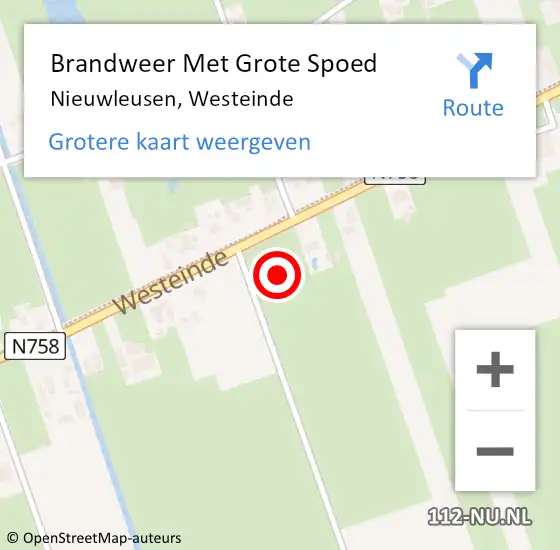 Locatie op kaart van de 112 melding: Brandweer Met Grote Spoed Naar Nieuwleusen, Westeinde op 28 juli 2015 16:29