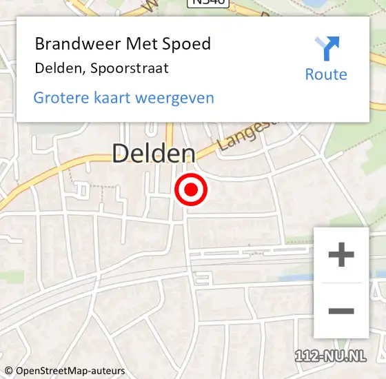 Locatie op kaart van de 112 melding: Brandweer Met Spoed Naar Delden, Spoorstraat op 28 juli 2015 16:54