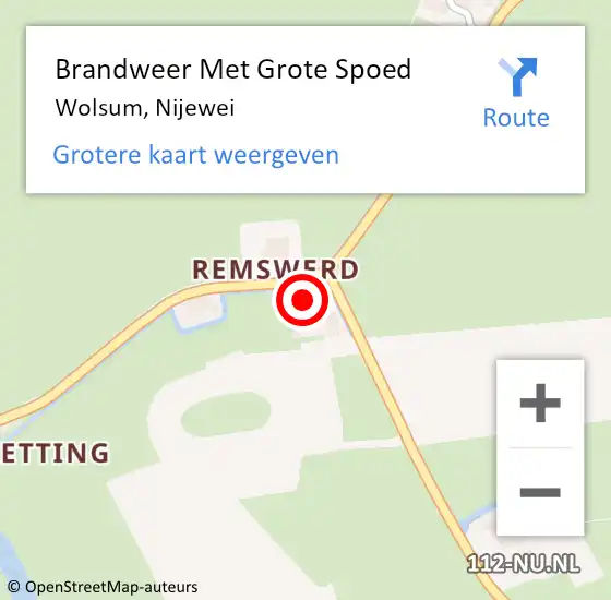 Locatie op kaart van de 112 melding: Brandweer Met Grote Spoed Naar Wolsum, Nijewei op 28 juli 2015 17:44