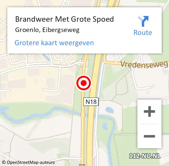 Locatie op kaart van de 112 melding: Brandweer Met Grote Spoed Naar Groenlo, Eibergseweg op 28 juli 2015 17:44