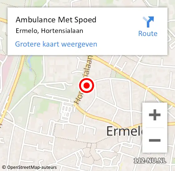 Locatie op kaart van de 112 melding: Ambulance Met Spoed Naar Ermelo, Hortensialaan op 28 juli 2015 18:18