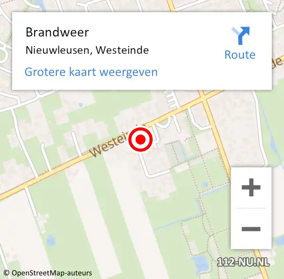 Locatie op kaart van de 112 melding: Brandweer Nieuwleusen, Westeinde op 28 juli 2015 18:45