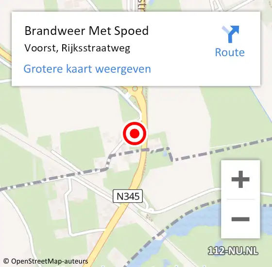 Locatie op kaart van de 112 melding: Brandweer Met Spoed Naar Voorst, Rijksstraatweg op 28 juli 2015 19:02