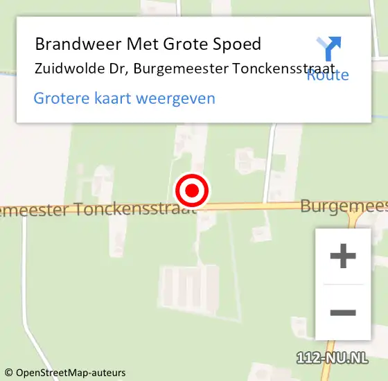 Locatie op kaart van de 112 melding: Brandweer Met Grote Spoed Naar Zuidwolde Dr, Burgemeester Tonckensstraat op 28 juli 2015 19:50