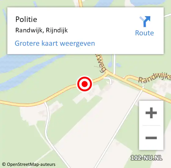 Locatie op kaart van de 112 melding: Politie Randwijk, Rijndijk op 28 juli 2015 19:52