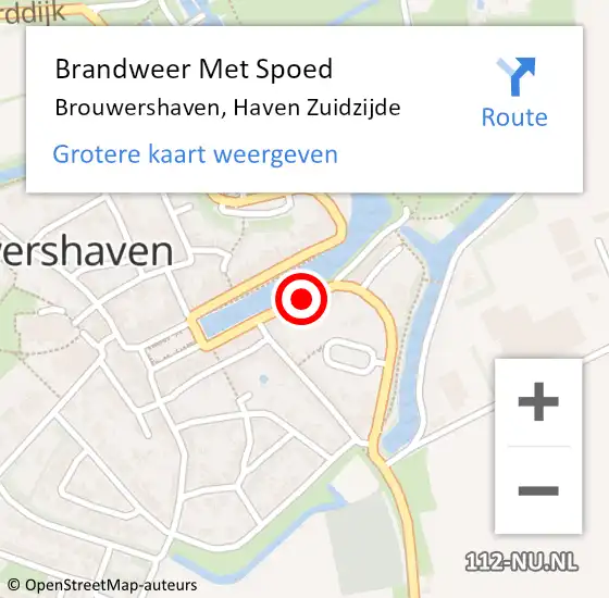 Locatie op kaart van de 112 melding: Brandweer Met Spoed Naar Brouwershaven, Haven Zuidzijde op 28 juli 2015 20:12