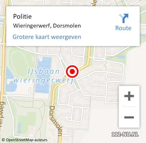 Locatie op kaart van de 112 melding: Politie Wieringerwerf, Dorsmolen op 28 juli 2015 20:24