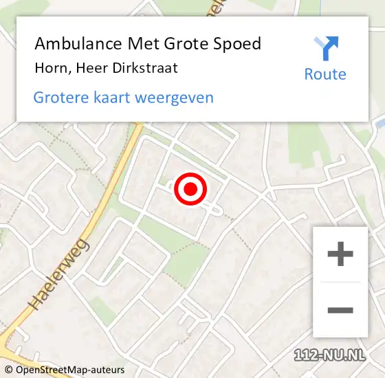 Locatie op kaart van de 112 melding: Ambulance Met Grote Spoed Naar Horn, Heer Dirkstraat op 28 juli 2015 20:28