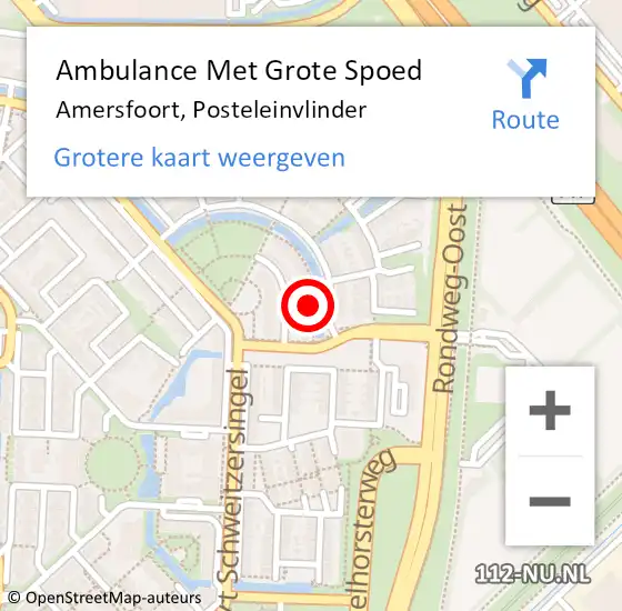 Locatie op kaart van de 112 melding: Ambulance Met Grote Spoed Naar Amersfoort, Posteleinvlinder op 28 juli 2015 20:58