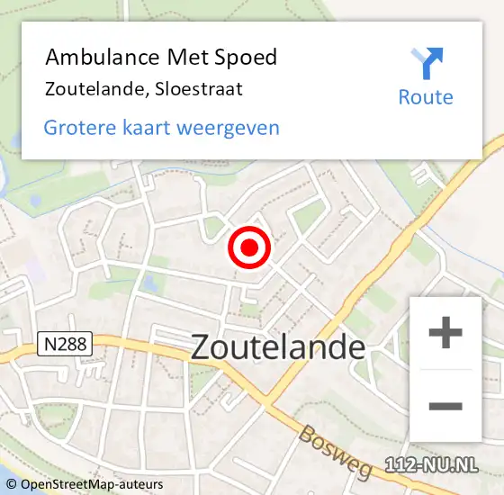 Locatie op kaart van de 112 melding: Ambulance Met Spoed Naar Zoutelande, Sloestraat op 28 juli 2015 21:50