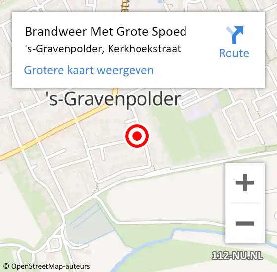 Locatie op kaart van de 112 melding: Brandweer Met Grote Spoed Naar 's-Gravenpolder, Kerkhoekstraat op 29 juli 2015 00:58