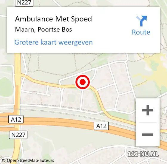 Locatie op kaart van de 112 melding: Ambulance Met Spoed Naar Maarn, Poortse Bos op 29 juli 2015 03:30