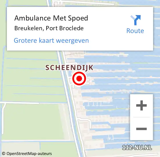 Locatie op kaart van de 112 melding: Ambulance Met Spoed Naar Breukelen, Port Broclede op 15 november 2013 15:46