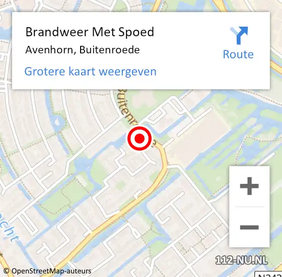 Locatie op kaart van de 112 melding: Brandweer Met Spoed Naar Avenhorn, Buitenroede op 29 juli 2015 07:21