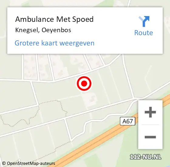 Locatie op kaart van de 112 melding: Ambulance Met Spoed Naar Knegsel, Oeyenbos op 29 juli 2015 08:02