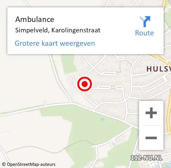 Locatie op kaart van de 112 melding: Ambulance Simpelveld, Karolingenstraat op 29 juli 2015 10:01