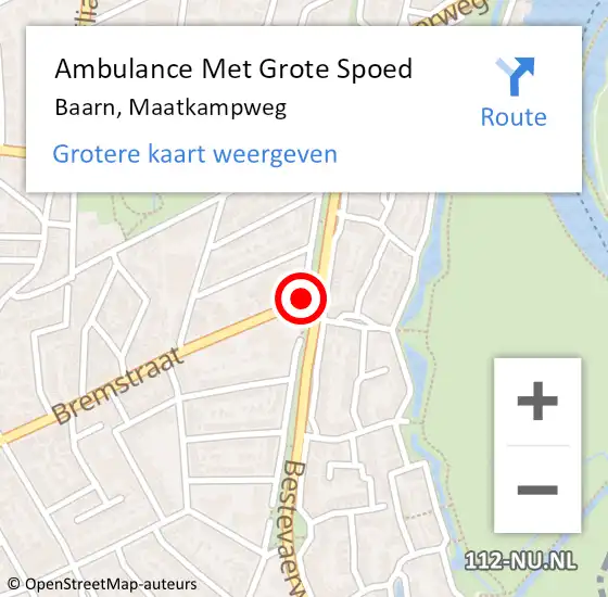 Locatie op kaart van de 112 melding: Ambulance Met Grote Spoed Naar Baarn, Maatkampweg op 15 november 2013 16:08