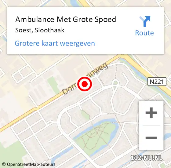 Locatie op kaart van de 112 melding: Ambulance Met Grote Spoed Naar Soest, Sloothaak op 29 juli 2015 11:45