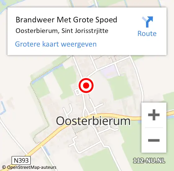 Locatie op kaart van de 112 melding: Brandweer Met Grote Spoed Naar Oosterbierum, Sint Jorisstrjitte op 15 november 2013 16:13