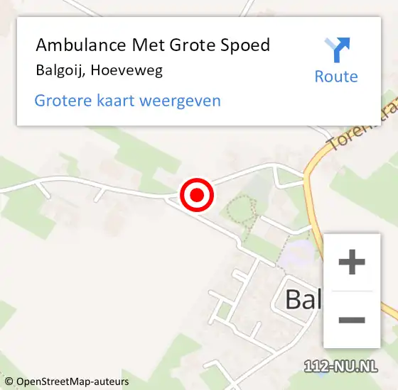 Locatie op kaart van de 112 melding: Ambulance Met Grote Spoed Naar Balgoij, Hoeveweg op 29 juli 2015 13:56