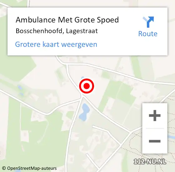 Locatie op kaart van de 112 melding: Ambulance Met Grote Spoed Naar Bosschenhoofd, Lagestraat op 29 juli 2015 14:54