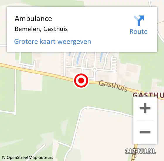 Locatie op kaart van de 112 melding: Ambulance Bemelen, Gasthuis op 29 juli 2015 14:59