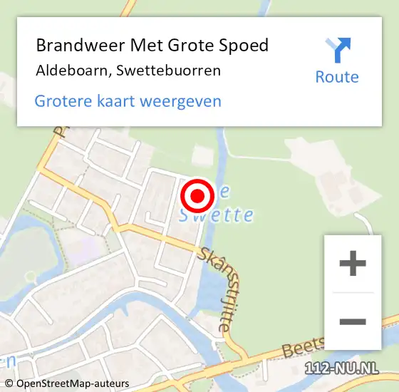 Locatie op kaart van de 112 melding: Brandweer Met Grote Spoed Naar Aldeboarn, Swettebuorren op 29 juli 2015 15:00