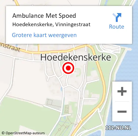 Locatie op kaart van de 112 melding: Ambulance Met Spoed Naar Hoedekenskerke, Vinningestraat op 15 november 2013 16:29