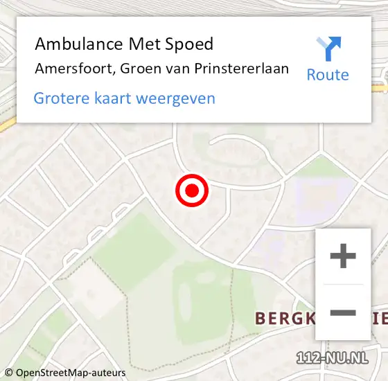 Locatie op kaart van de 112 melding: Ambulance Met Spoed Naar Amersfoort, Groen van Prinstererlaan op 29 juli 2015 15:20