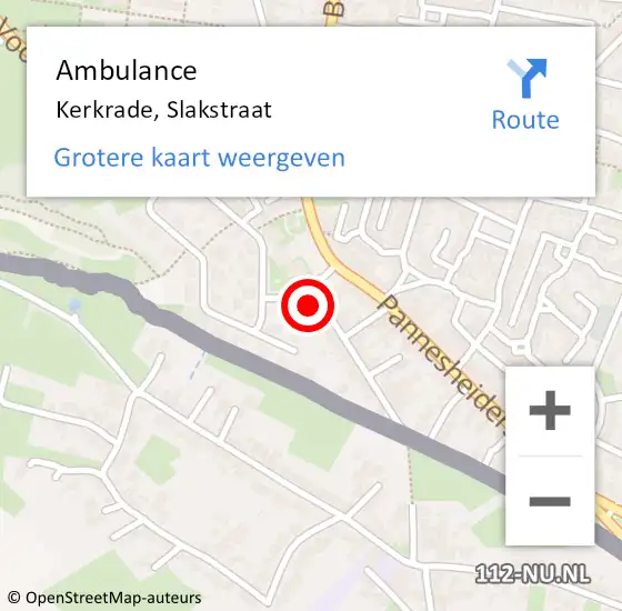 Locatie op kaart van de 112 melding: Ambulance Kerkrade, Slakstraat op 29 juli 2015 16:13