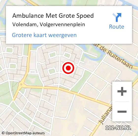 Locatie op kaart van de 112 melding: Ambulance Met Grote Spoed Naar Volendam, Volgervennenplein op 29 juli 2015 16:13