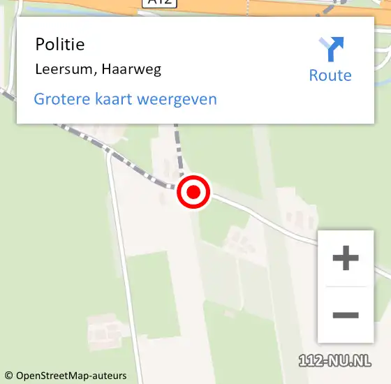 Locatie op kaart van de 112 melding: Politie Leersum, Haarweg op 29 juli 2015 16:59