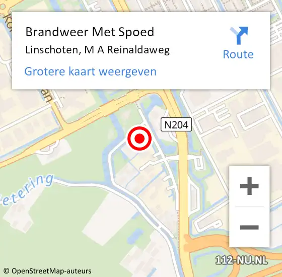 Locatie op kaart van de 112 melding: Brandweer Met Spoed Naar Linschoten, M A Reinaldaweg op 29 juli 2015 19:31