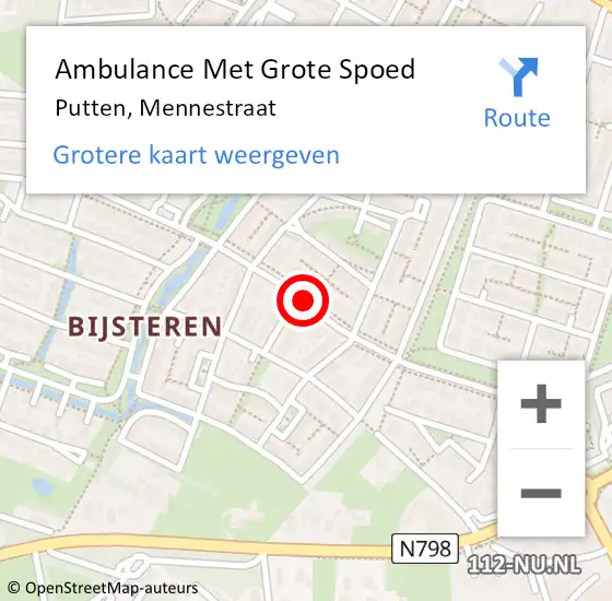Locatie op kaart van de 112 melding: Ambulance Met Grote Spoed Naar Putten, Mennestraat op 29 juli 2015 19:49