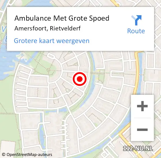 Locatie op kaart van de 112 melding: Ambulance Met Grote Spoed Naar Amersfoort, Rietvelderf op 29 juli 2015 19:59